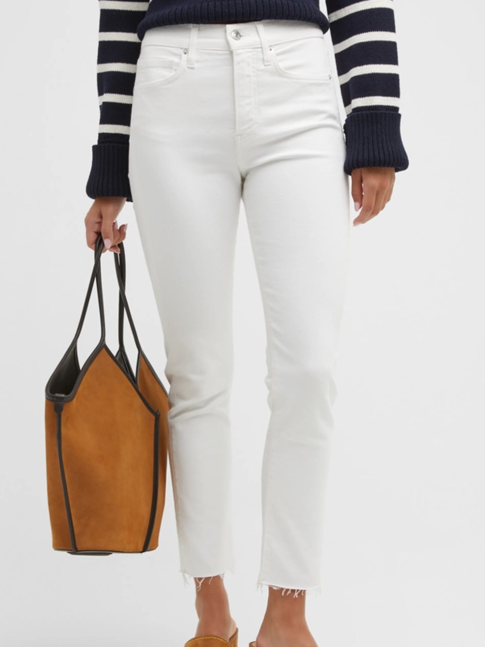 Veronica Beard Carly Kick Flare High Rise Jeans White Size 24/00 Cropped Raw Hem